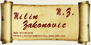 Milin Zakonović vizit kartica